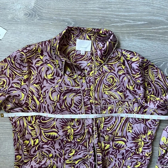 Cinq A Sept Purple Blanche Rhinestone Printed Button Front Top - Picture 12 of 15
